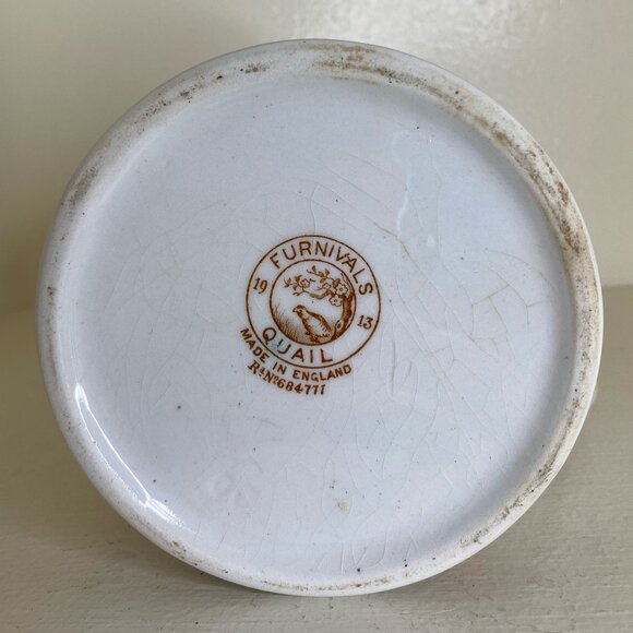 Vintage FURNIVALS Pottery 32 oz Pitcher - BROWN QUAIL  Reg# 684771 England 1913 - Picture 4 of 5